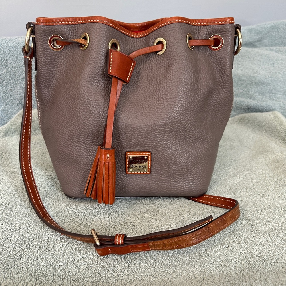 Dooney & Bourke Gray and Brown Leather Shoulder Bag